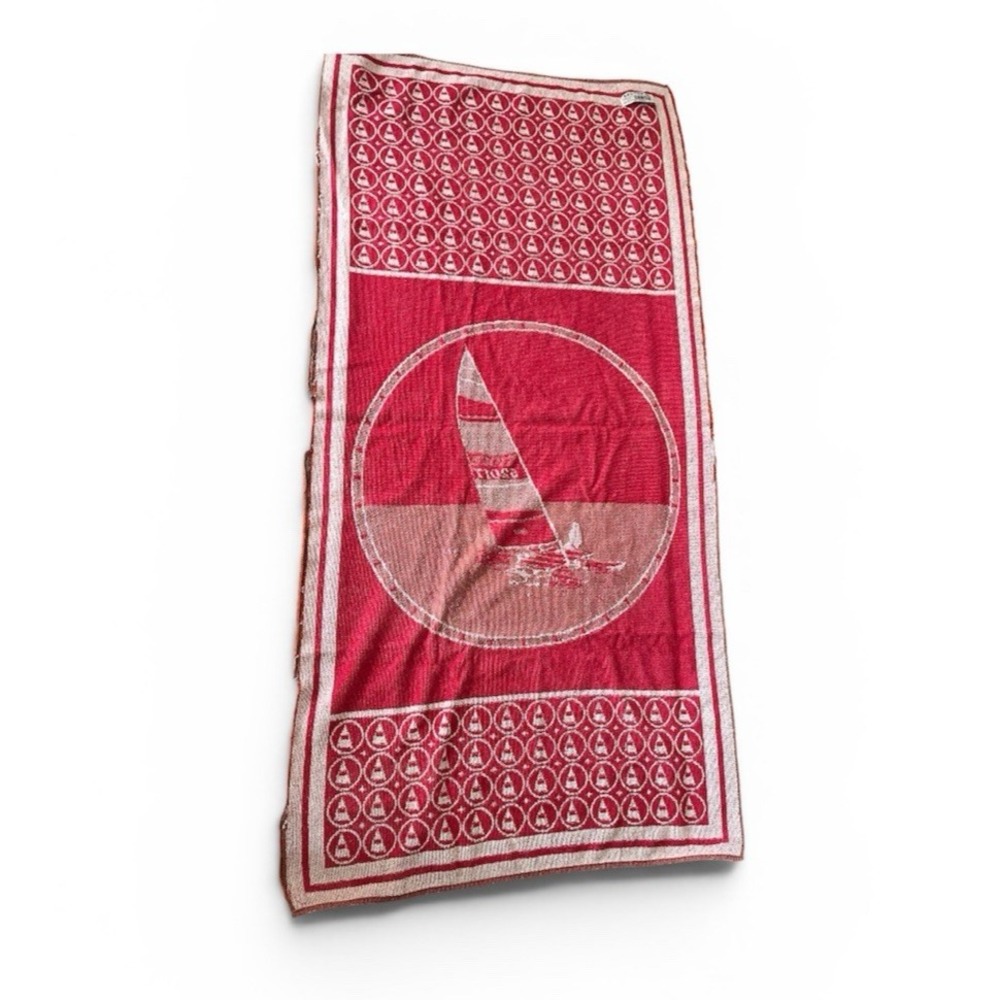 KEL-TEX red sailboat beach pool towel 26x56 70s 80s retro decor nostalgia